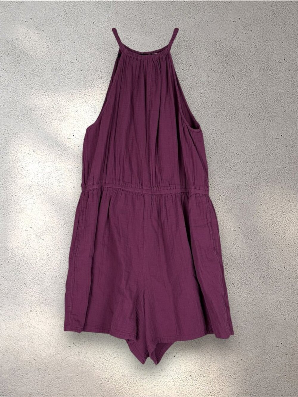 Old Navy Halter Romper Women's XL Grape Purple 100% Cotton Boho Coastal Summer